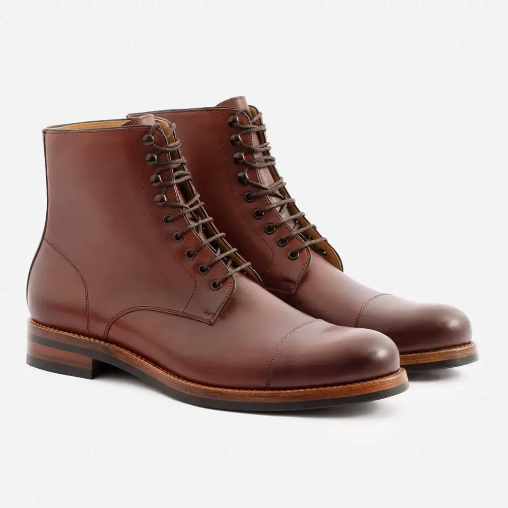 medium brown lace up boots