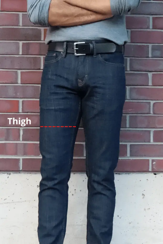 how should men's jeans fit, jeans thigh fit