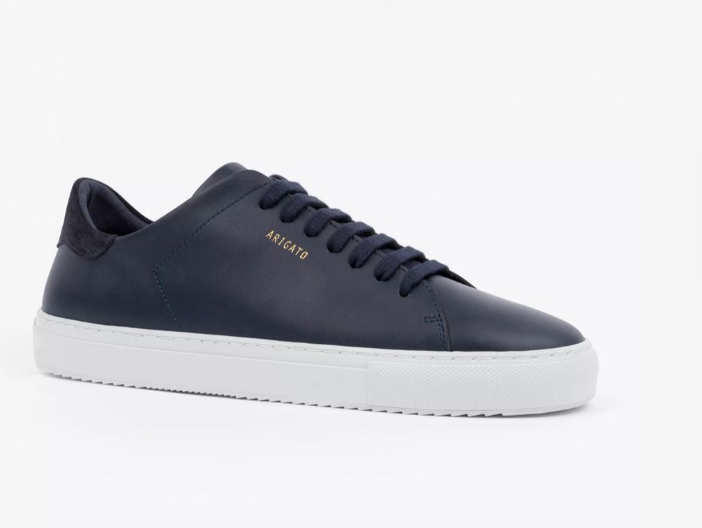 blue leather sneakers, axel arigato 