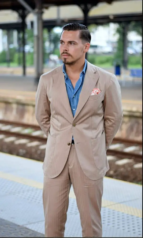 denim shirt with suit