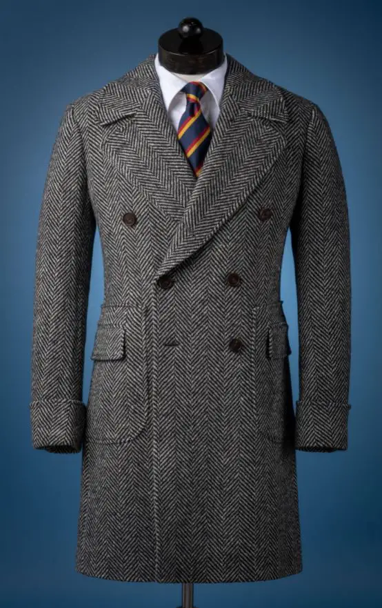 double breasted overcoat , grey top coat with black stripes, How to Wear a Top Coat (Men's Style Guide)