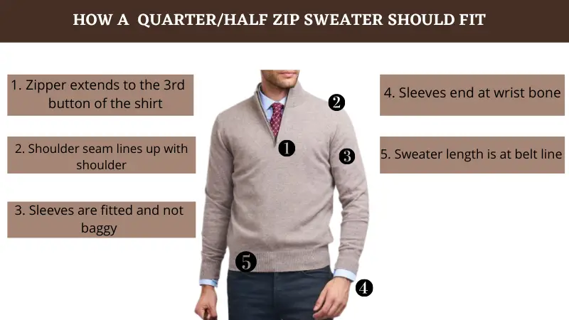 Quarter zip store sweater with tie